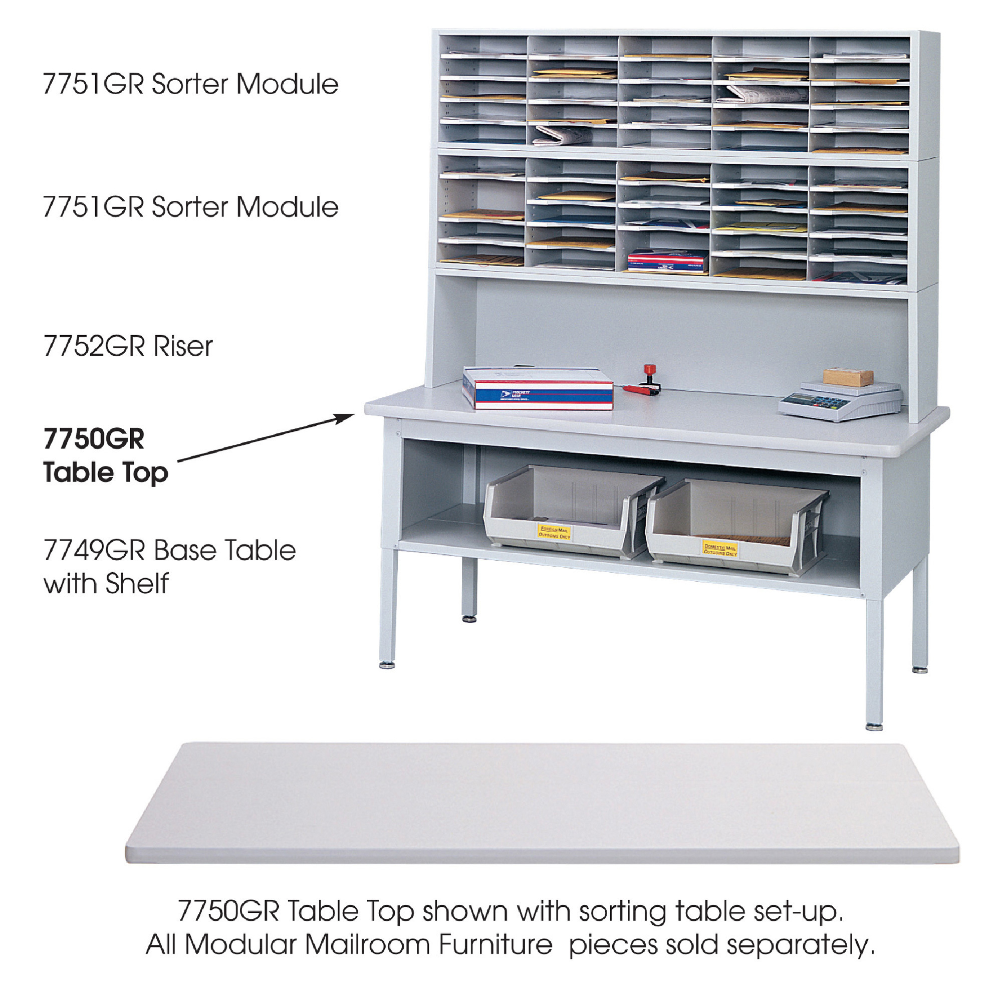Safco E-Z Sort Tabletop, Gray, 60in.L x 30in.W x 1in.D, Model# 7750GR